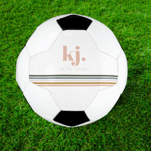 Chic Retro Stripes Monogram Soccer Ball