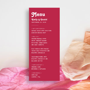 Chic Retro Summer Bright Hot Pink Wedding Menu