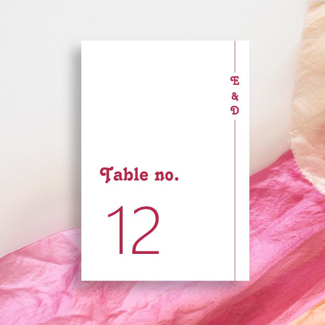 Chic Retro Summer Hot Pink Monogram Wedding Table Number (Creator Uploaded)