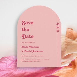 Chic Retro Summer Hot Pink Wedding Save The Date