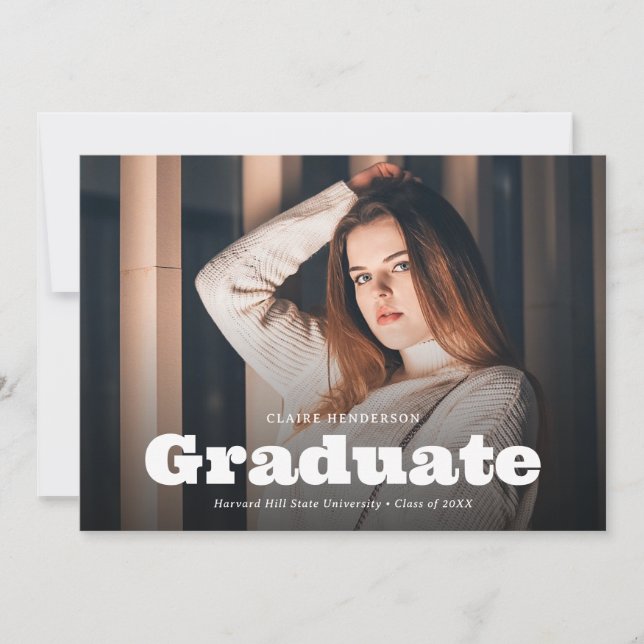 Chic Retro Vintage Style Photo Collage Graduation Announcement (Front)