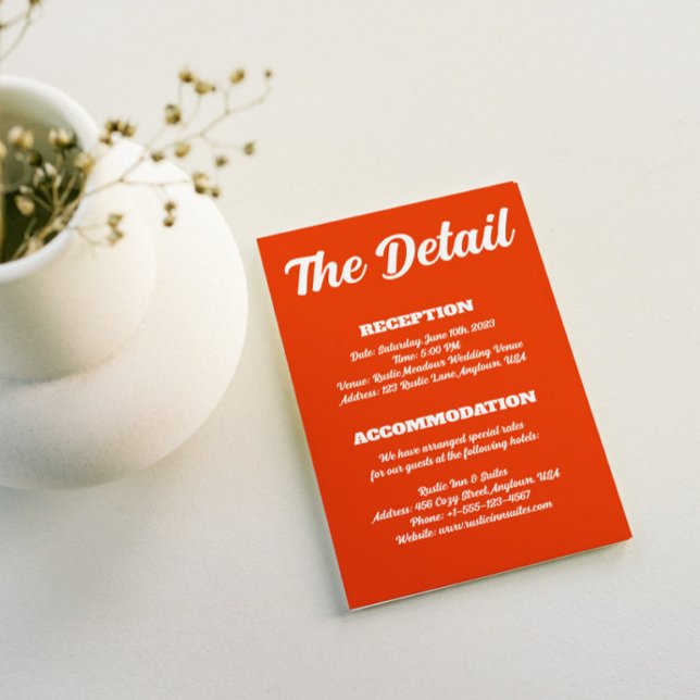 Chic Retro Wedding Details Enclosure Card (Retro Wedding Details Enclosure Card)