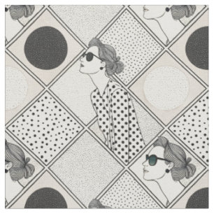 Chic Retro Woman Minimalist Monochrome Pattern Art Fabric