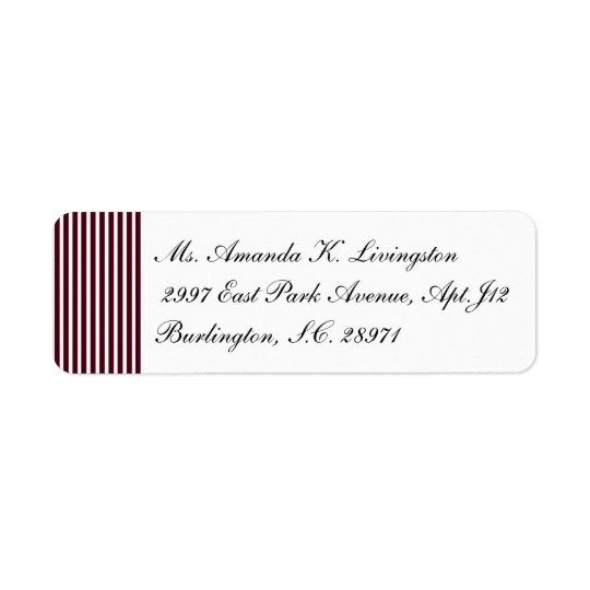 CHIC RETURN LABEL_71 OXBLOOD/WHITE STRIPES RETURN ADDRESS LABEL