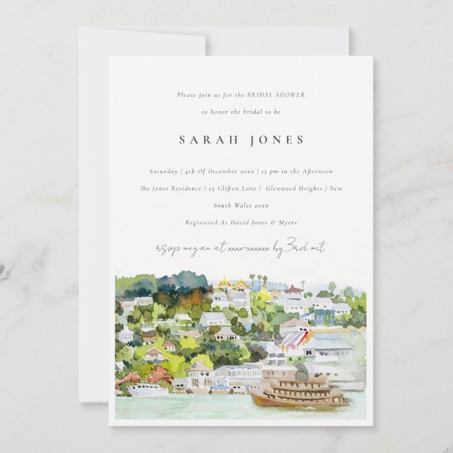Chic River Cruise Country Landscape Bridal Shower Invitation (Front)