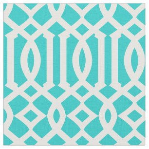 Chic Robin's Egg Blue and White Trellis Pattern Fabric