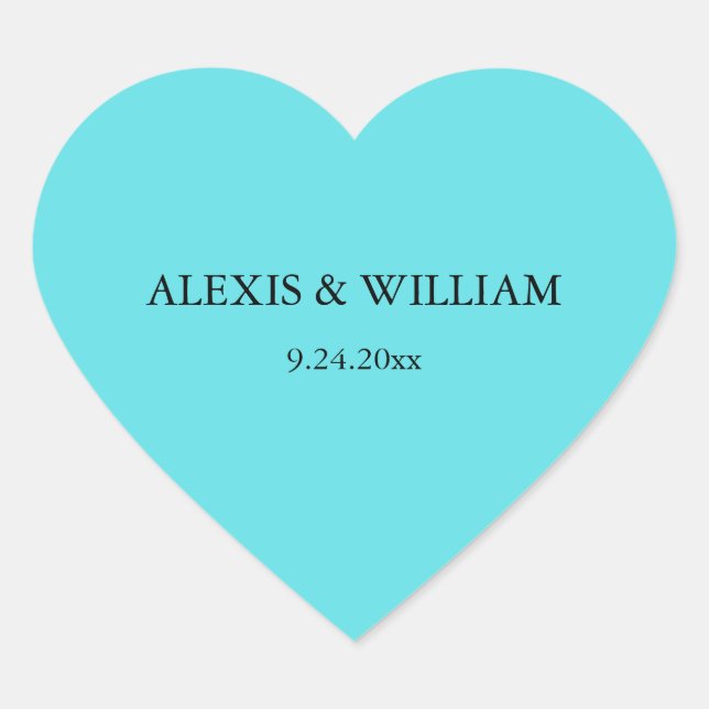 Chic Robins Egg Blue Wedding Heart Sticker (Front)