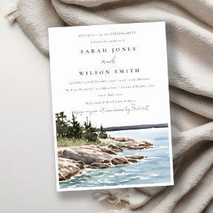 Chic Rocky Pine Mountain Seascape Morning After Invitation