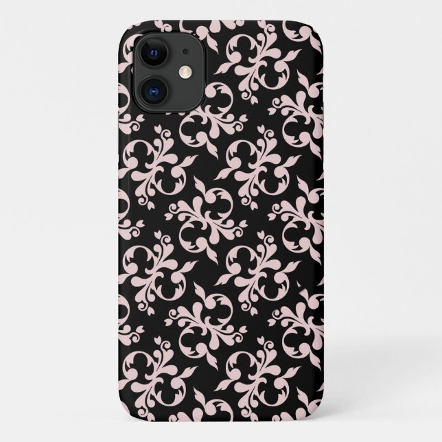 Chic Rococo Pink Black Ornament Pattern    Case-Ma Case-Mate iPhone Case (Back)