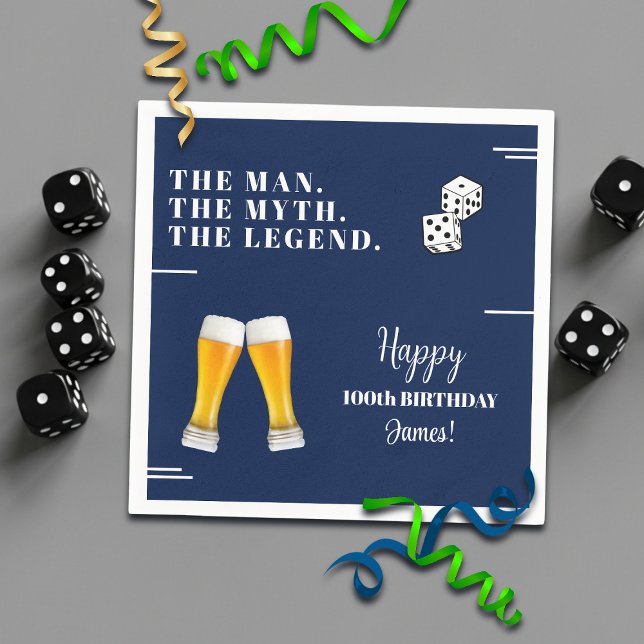Chic Rolling Dices Pints 100th Birthday Napkin (Creator Uploaded)