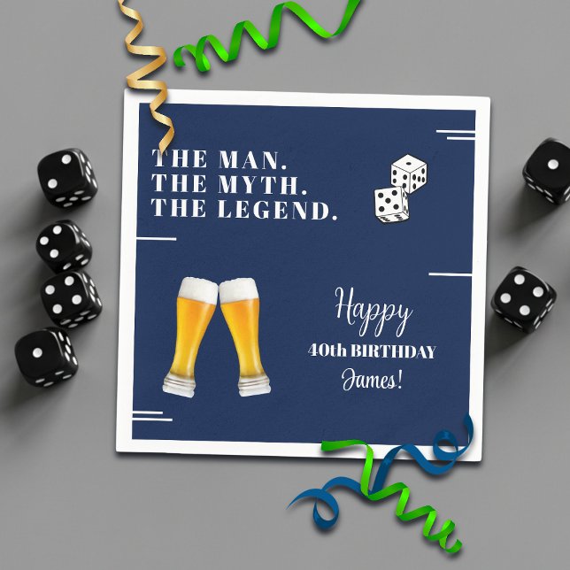 Chic Rolling Dices Pints 40th Birthday Napkin (Creator Uploaded)