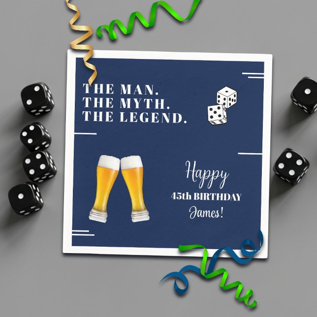 Chic Rolling Dices Pints 45th Birthday Napkin (Creator Uploaded)