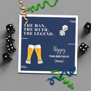 Chic Rolling Dices Pints 70th Birthday Napkin