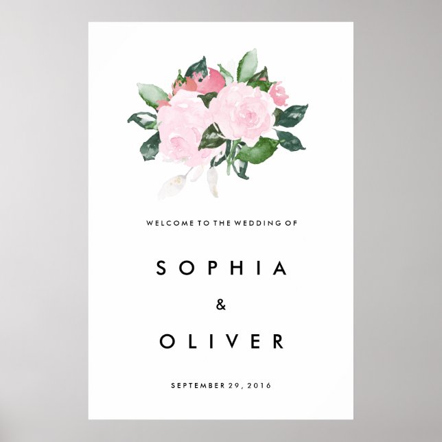 Chic Romance Large Wedding Welcome Sign (Front)