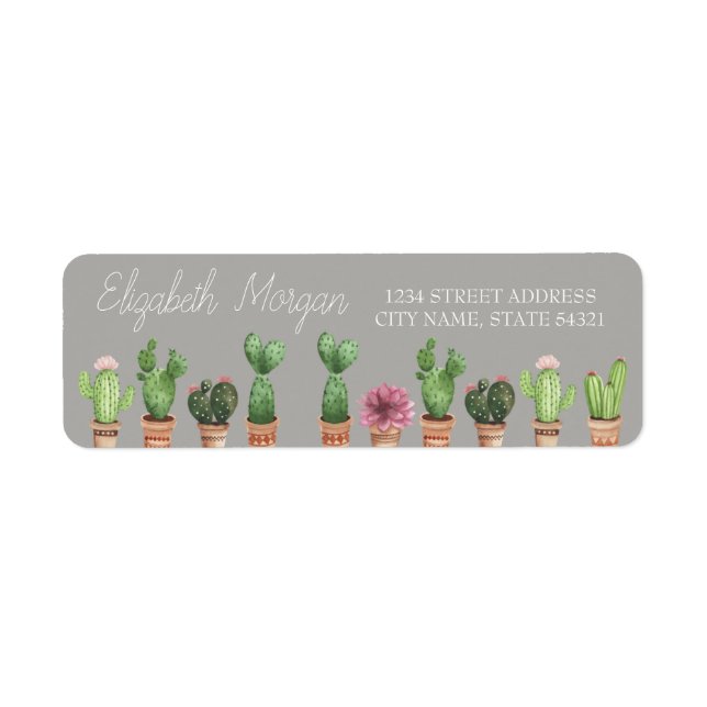Chic Romantic Cactus  Address Label Return Address Label (Front)