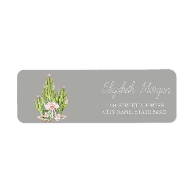 Chic Romantic Cactus  Succulent Flowers Return Address Label (Front)