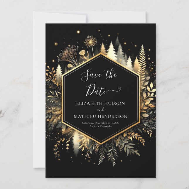 Chic Romantic Enchanted Forest Wedding Save The Date (Front)