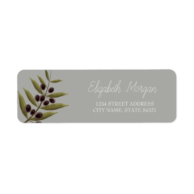 Chic Romantic Olive Branch  Address Label Return Address Label (Front)