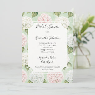 Chic Romantic Pink Blue White Floral Bridal Shower Invitation