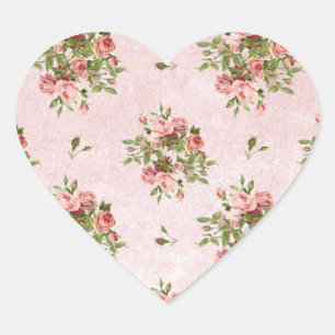 Chic Romantic Roses Floral Heart Sticker