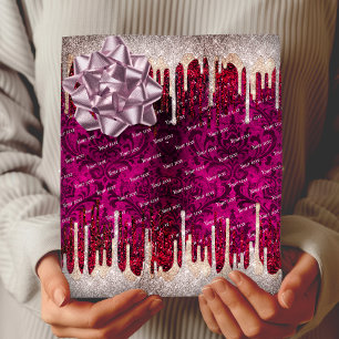 Chic rose blush brown glitter red drips monogram wrapping paper