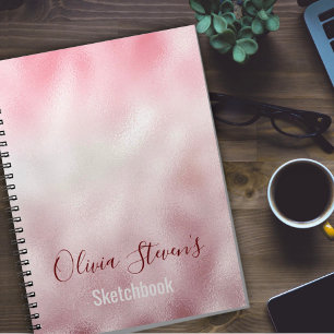 Chic rose blush holographic monogram notebo notebook