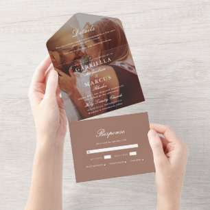 Chic Rose Blush Photo Wedding All In One Invitation