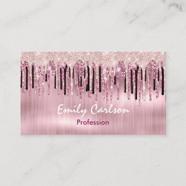 Chic rose blush pink dripping appointment card (Front)