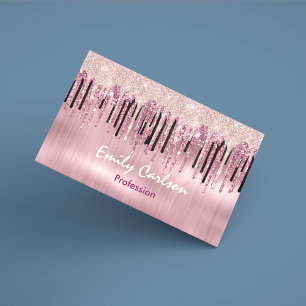 Chic rose blush pink dripping business card