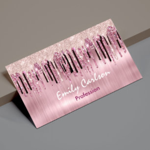Chic rose blush pink dripping 	Magnetic business card