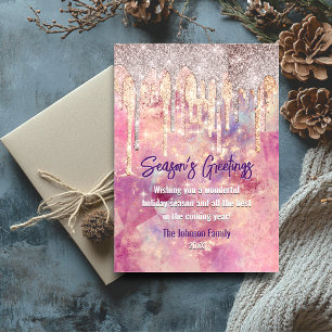 Chic rose blush pink drips Christmas new year