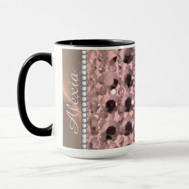 Chic Rose Blush Stringed Beads  Personalised      Mug (Left)