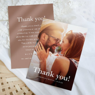 Chic Rose Blush Wedding Photo Thank You Message  Card
