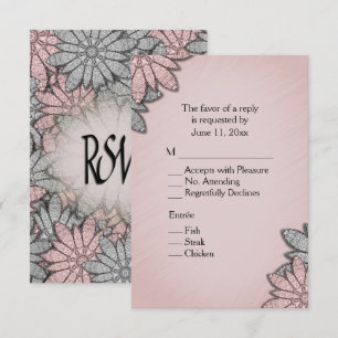 Chic Rose Colour Modern Floral Wedding Invitation