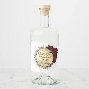 Chic Rose Fabulous 40th Birthday Customised Liquor Bottle Label