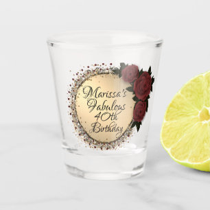 Chic Rose Fabulous 40th Birthday Customised Shot Glass