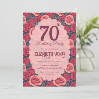 Chic Rose Floral Milestone Birthday Invitation