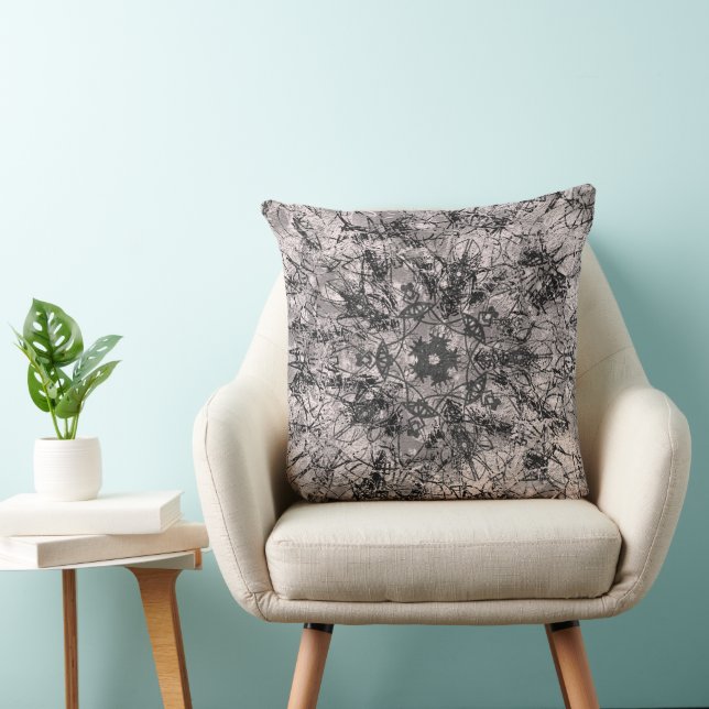 Chic Rose Gold and Black Mandala Drawing Cushion (Chair)