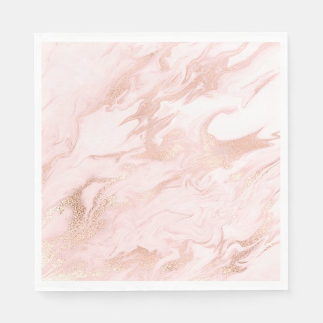 Chic Rose Gold and Blush Marbled Paper Napkins (Front)
