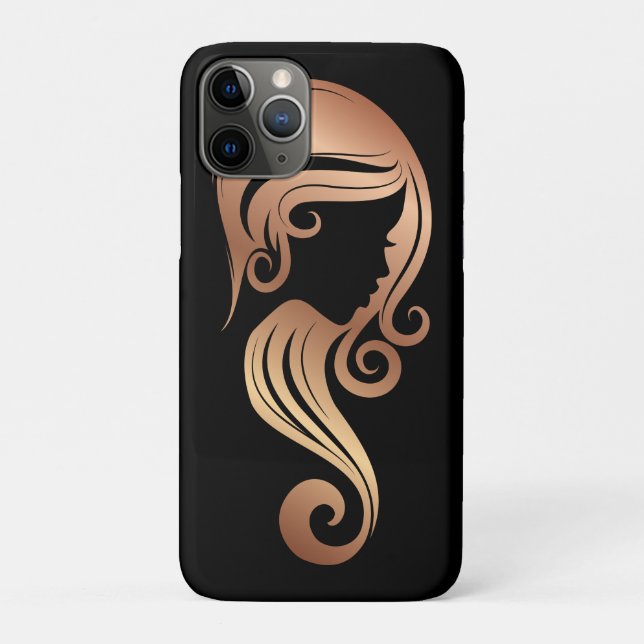 Chic Rose Gold Beauty Girl Hair & Makeup Salon Case-Mate iPhone Case (Back)