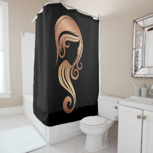 Chic Rose Gold Beauty Girl Hair & Makeup Salon Shower Curtain