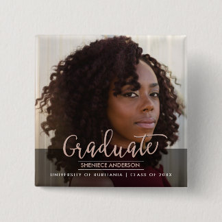 Chic Rose Gold & Black Graduation Party | Photo 15 Cm Square Badge
