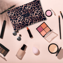 Chic Rose Gold Black Leopard Print Monogrammed