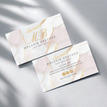 Chic Rose Gold Blush Pink Marble Monogram