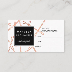 Chic Rose Gold Bobby Pins Hair Salon Appointment Card