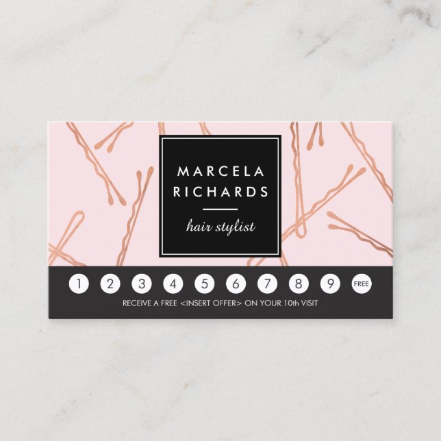 Chic Rose Gold Bobby Pins Hair Salon Pink Loyalty (Front)