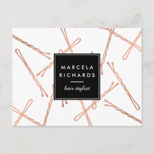 Chic Rose Gold Bobby Pins Hair Stylist Salon Postcard