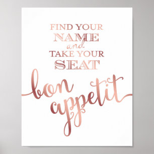 Chic Rose Gold BON APPETIT Sign Print
