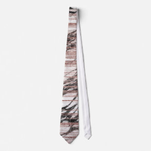 Chic Rose Gold Brushstrokes on Black White Marble Tie