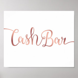 Chic Rose Gold CASH BAR Sign Print